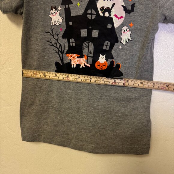 GIRLS HALLOWEEN Shirt (SIZE SMALL) HAUNTED HOUSE Ghost Mummy Dog Cat Witch Bat - Picture 6 of 7